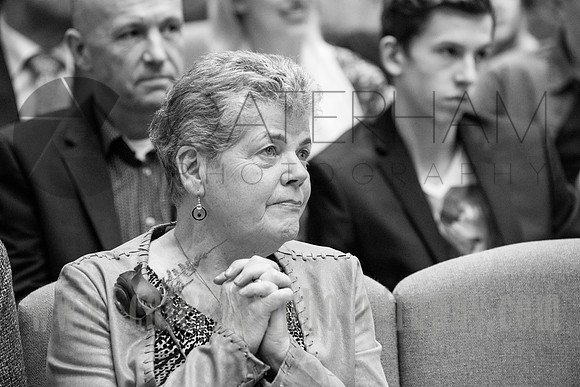 Romantice wedding -Surrey wedding photographer St Paul's Church Addlestone/ Braids mum during the wedding ceremony - black and white photography.