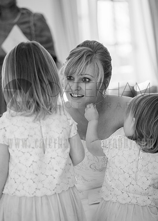 Romantice wedding -Surrey wedding photographer/ The bride talking to the kids - Black and White photography