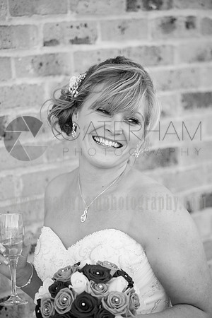 Romantice wedding -Surrey wedding photographer/ The bride smiling - Black and White photography