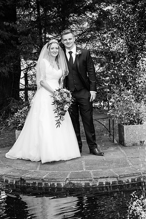 oaks farm wedding (3) The groom with bride - Black and white wedding photography