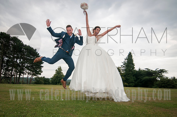 selsdon park hotel wedding Bride and groom jump (14)