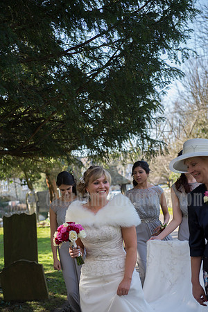 Surrey wedding church / St Johns Church Coulsdon Wedding /  The bride walking with mum and the bridesmaids
