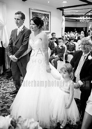Surrey wedding photographer /Legacy Thatchers Hotel Weddings together at the front