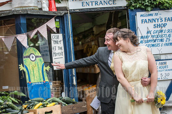 Surrey wedding photographer- Fanny's Farm Wedding- bride and groom together outside