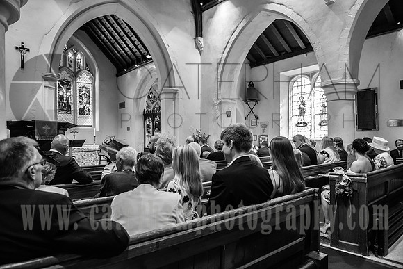surrey wedding photographer- chaldon church- inside church