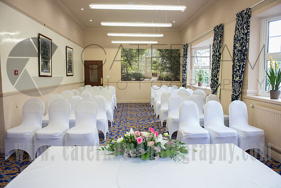 Surrey wedding photographer / reigate manor hotel wedding / The view from the wedding altar / The wedding ceremony room