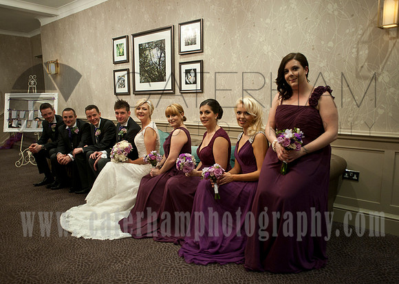 Wedding group photos at Mercure Box Hill Burford Bridge Hotel wedding