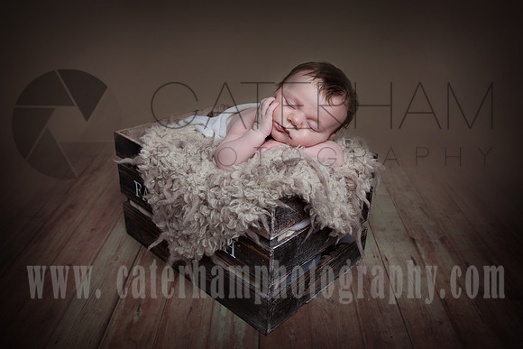 baby in a box newborn photography surrey