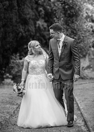 Surrey wedding photographer godstone church wedding Braid and groom walk black and white wedding photos