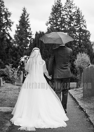 Surrey wedding photographer godstone church wedding The new married couple walk