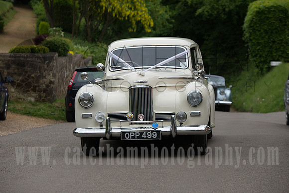 Surrey wedding photographer- godstone church wedding- The old white wedding car