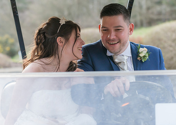 Surrey wedding photographer- westerham golf club wedding- golf cart