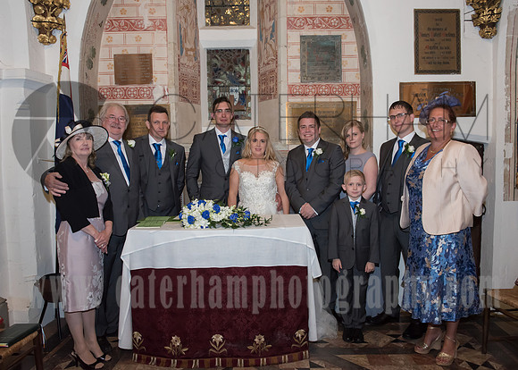 Surrey wedding photographer godstone church wedding Family photos in the church