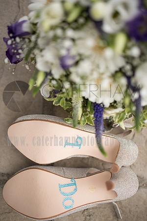 Surrey wedding photographer Hartsfield Manor   Wedding bridal shoes and wedding bouquet