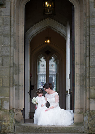 Beautiful bride and flower girl wedding at Chiddingstone