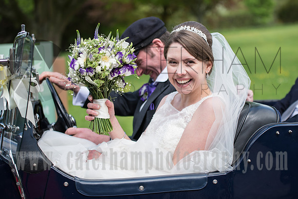 Surrey wedding photographer Hartsfield Manor  Wedding  couple in the car