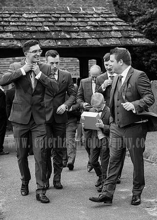 Surrey wedding photographer- godstone church wedding- grooms men at venue