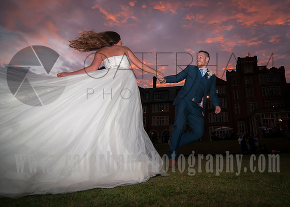 Surrey wedding photographer / selsdon park hotel wedding dance under red sky two 39
