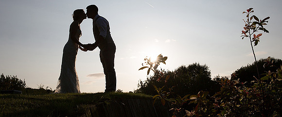 Surrey wedding photographer bride and groom silhouette