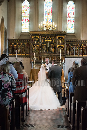 Bride and Groom at Altar, St Mary the Virgin, Bletchingley Weddings, Surrey Wedding Photographer