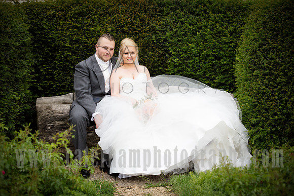 Bride and Groom Seated, Garden, Surrey Wedding Photographer, Wedding Photography