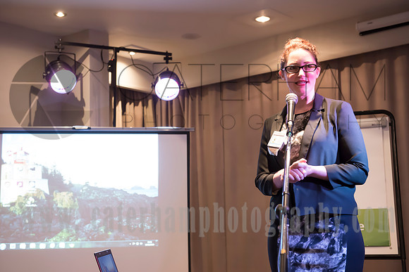 Commercial photographers in Surrey / Sutton PR event / Woman giving a speech